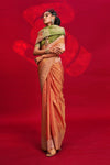 Peach Orange Banarasi Tussar Silk Saree