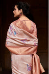 Peach Pink Banarasi Digital Printed Saree