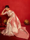 Peach Pink Banarasi Tissue Silk Saree