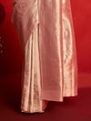 Peach Pink Banarasi Tissue Silk Saree – border and drape