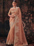 Peach Pink Embroidered Designer Tissue Silk Saree