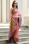 Peach Pink Tissue Silk Saree