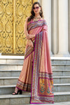 Peach Pink Tissue Silk Saree