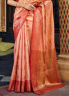 Peach Woven Banarasi Silk Saree