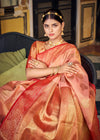 Peach Woven Banarasi Silk Saree