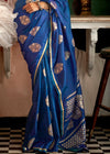 Peacock Blue Banarasi Satin Silk Saree