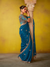 Peacock Blue Georgette Saree