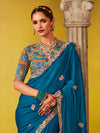 Peacock Blue Georgette Saree