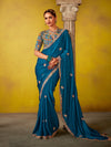 Peacock Blue Georgette Saree