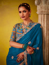 Peacock Blue Georgette Saree