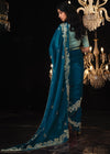 Peacock Blue Heavy Embroidery Designer Silk Saree