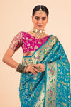 Peacock Blue Paithani Silk Saree Zari Woven