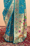 Peacock Blue Paithani Silk Saree Zari Woven