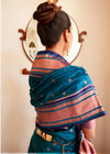 Peacock Blue Paithani Soft Silk Saree