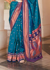 Peacock Blue Paithani Soft Silk Saree