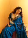 Peacock Blue Woven Designer Tussar Silk Saree