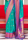 Peacock Blue Woven Soft Peshwai Paithani Silk Saree