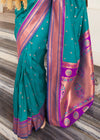 Peacock Green Paithani Soft Silk Saree