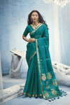 Peacock Teal Banarasi Silk Saree