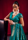 Peacock Teal Banarasi Silk Saree