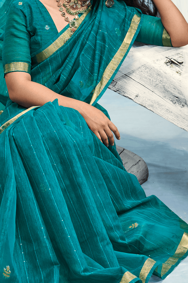 Peacock Teal Banarasi Silk Saree