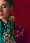 Peacock Teal Designer Silk Saree with Contrast Blouse