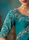 Peacock Teal Georgette Silk Saree