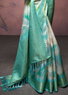 Pearl Aqua Blue Digital Printed Soft Silk Saree