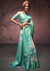 Pearl Aqua Blue Digital Printed Soft Silk Saree