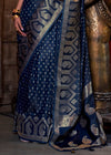 Pearl Night Blue Banarasi Woven Satin Silk Saree