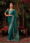 Pearl Opal green Zari Woven Fancy Dola Silk Designer Saree