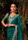 Pearl Opal green Zari Woven Fancy Dola Silk Designer Saree