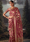 Pearl Violet Woven Banarasi Organza Silk Saree