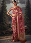 Pearl Violet Woven Banarasi Organza Silk Saree