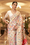 Pearl White Kashmiri Pashmina Saree