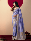 Periwinkle Blue Banarasi Silk Saree With Contrast Blouse