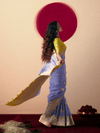 Periwinkle Blue Banarasi Silk Saree With Contrast Blouse