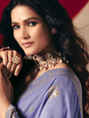 Periwinkle Blue Banarasi Silk Saree With Contrast Blouse
