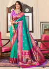 Persian Green Woven Paithani Soft Silk Saree