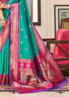 Persian Green Woven Paithani Soft Silk Saree