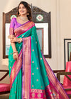 Persian Green Woven Paithani Soft Silk Saree