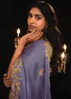 Persian Purple Heavy Embroidery Designer Silk Saree