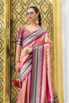 Pink Gold Tissue Ikat Silk Saree