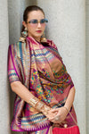 Pink Gold Tissue Ikat Silk Saree