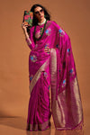 Pink Handloom Satin Silk Saree