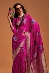 Pink Handloom Satin Silk Saree