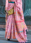 Pink Kashmiri Jamawar Organza Silk Saree