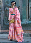 Pink Kashmiri Jamawar Organza Silk Saree