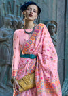 Pink Kashmiri Jamawar Organza Silk Saree