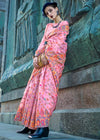 Pink Kashmiri Jamawar Organza Silk Saree